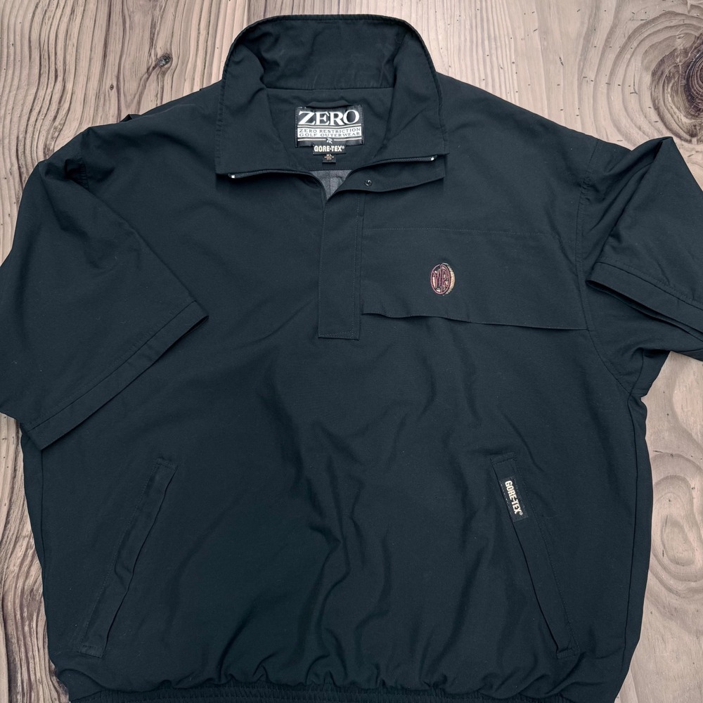 Zero Restriction Mens Gore-Tex Golf Windbreaker Short Sleeve Pullover Black‎ XL